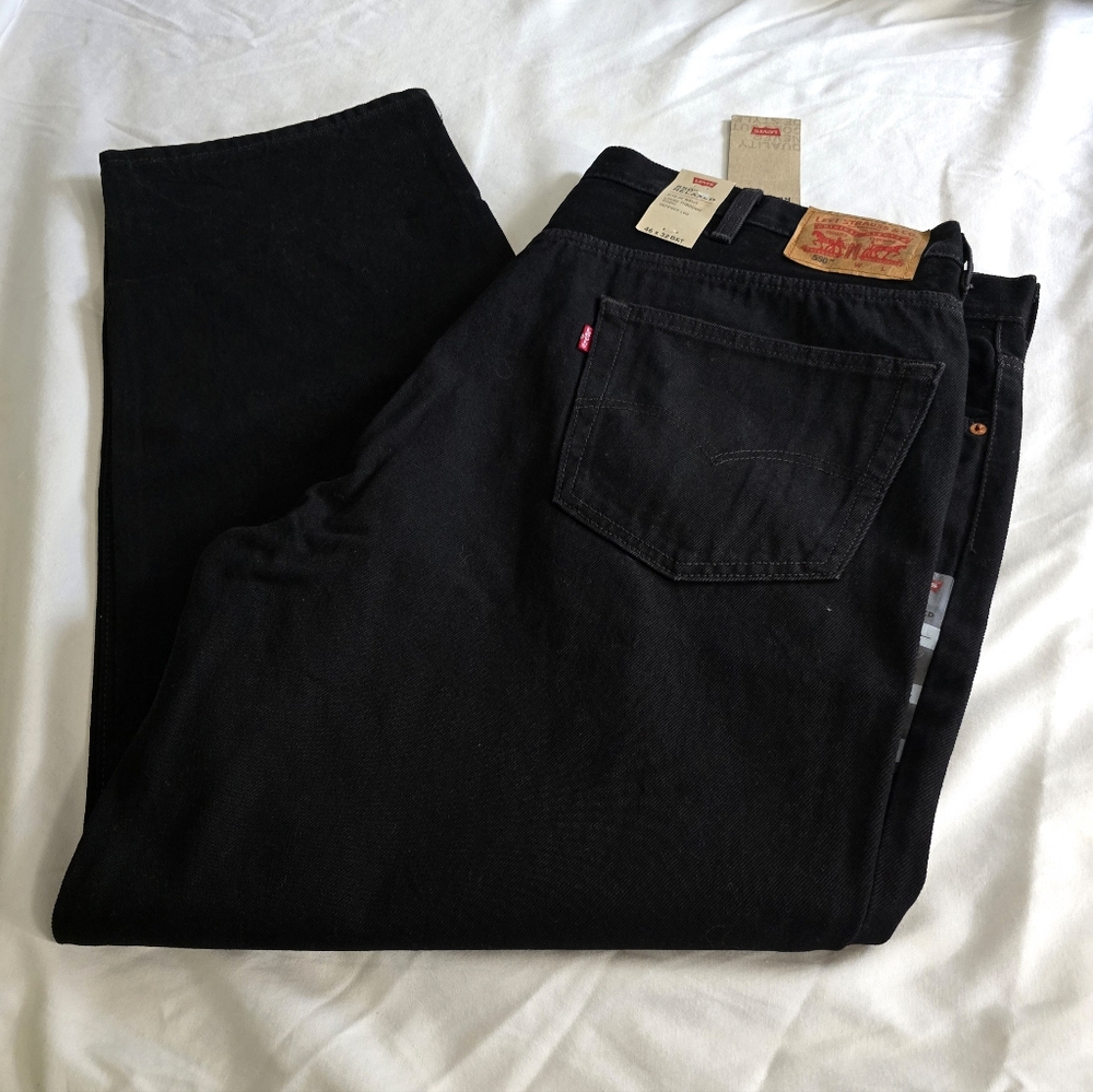 Levi’s 550 Relaxed Taper Black Jeans 46x32 NWT Big & Tall - Picture 3 of 4